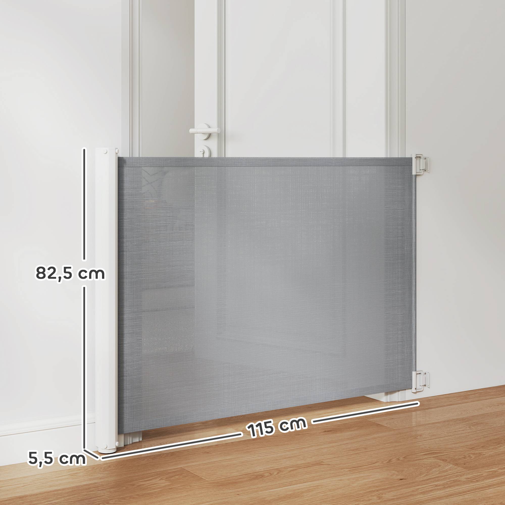 Barrière de sécurité rétractable métal teslin chiens gain de place 115x83cm gris - ComfortXL Outdoor Living - Image 5
