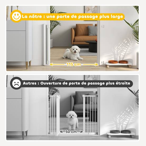 Barrière de sécurité rétractable métal teslin chiens gain de place 115x83cm gris - ComfortXL Outdoor Living - Image 9