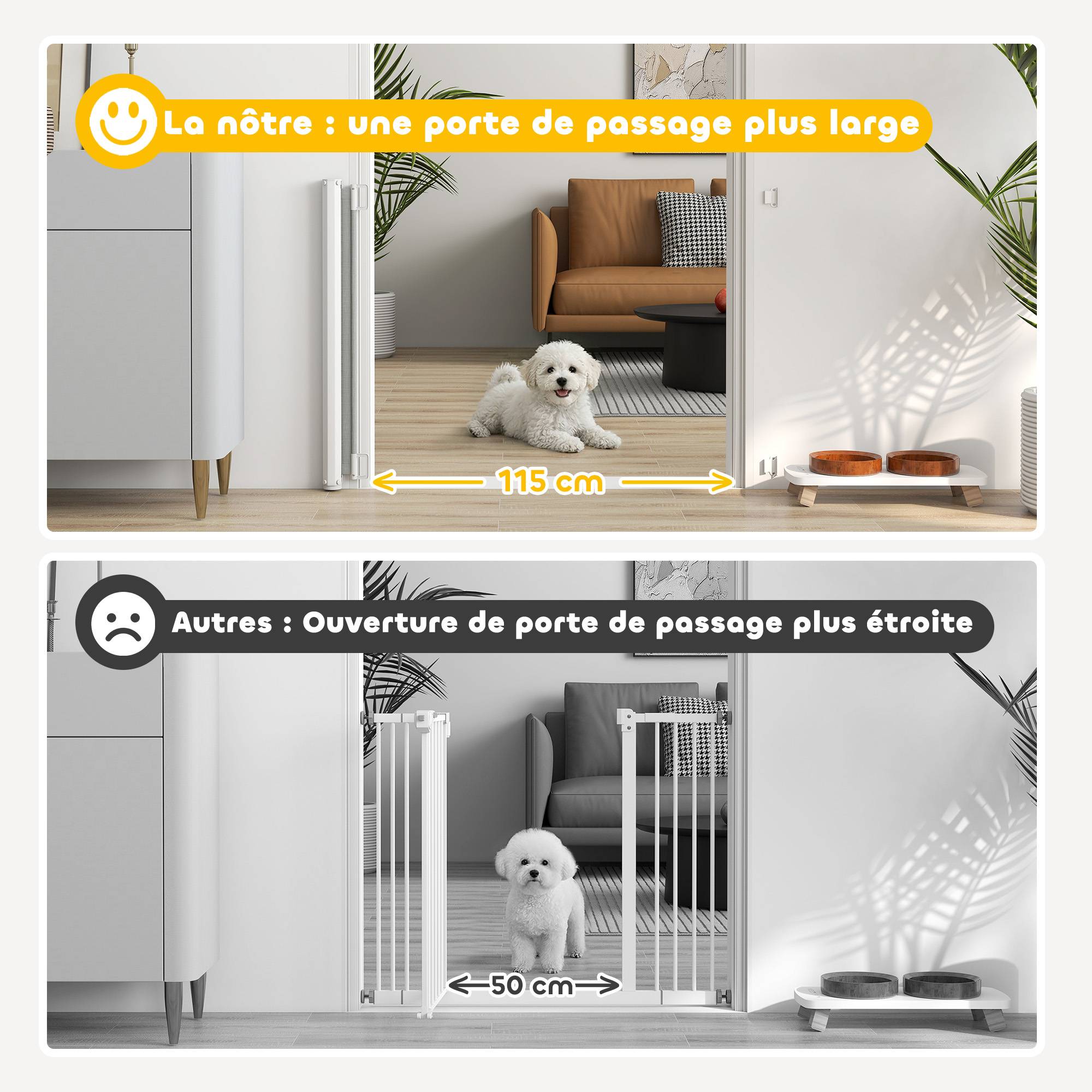 Barrière de sécurité rétractable métal teslin chiens gain de place 115x83cm gris - ComfortXL Outdoor Living - Image 9