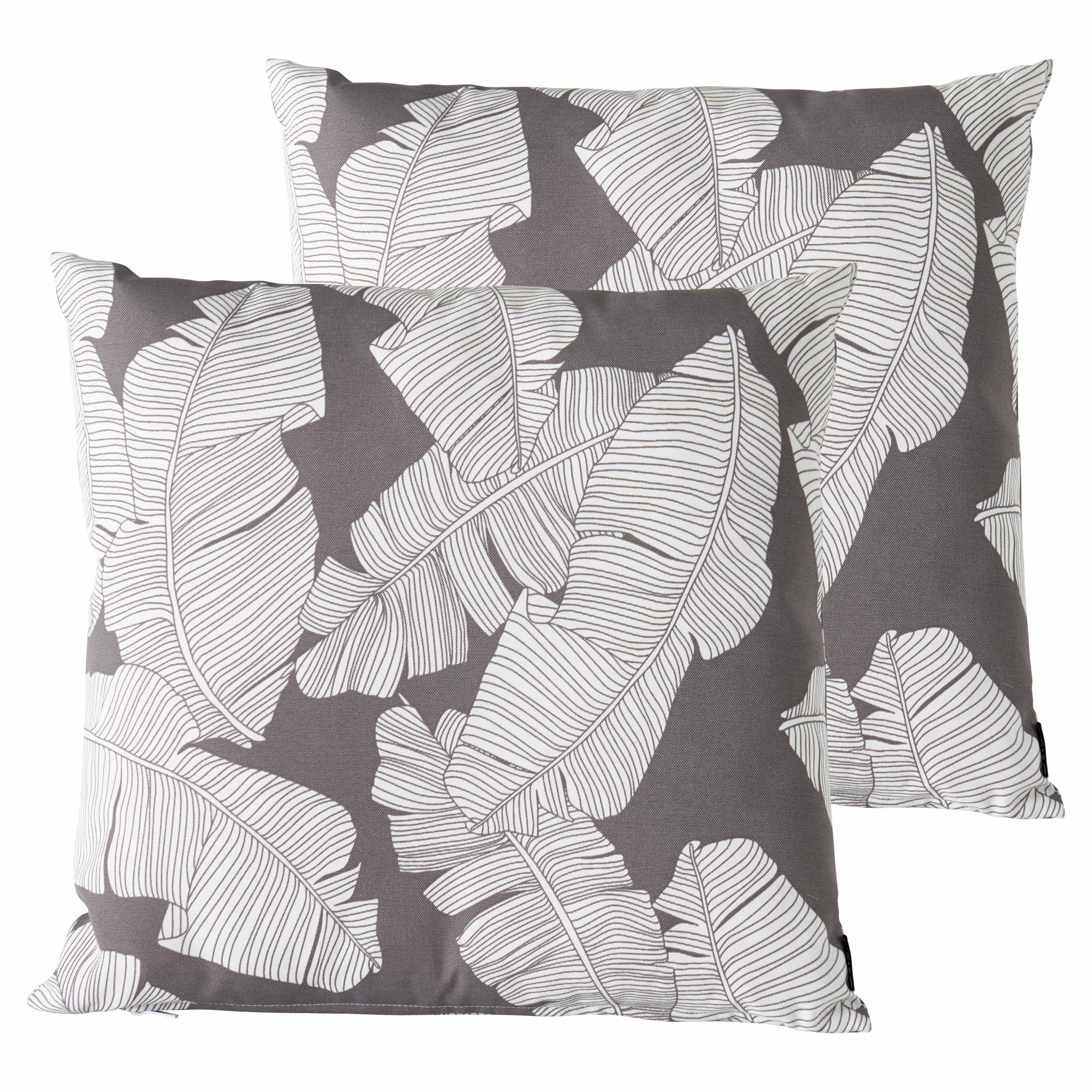 Oviala - Lot de 2 coussins carrés polyester abaca gris 45x45x8 cm Quito - Oviala - Image 1