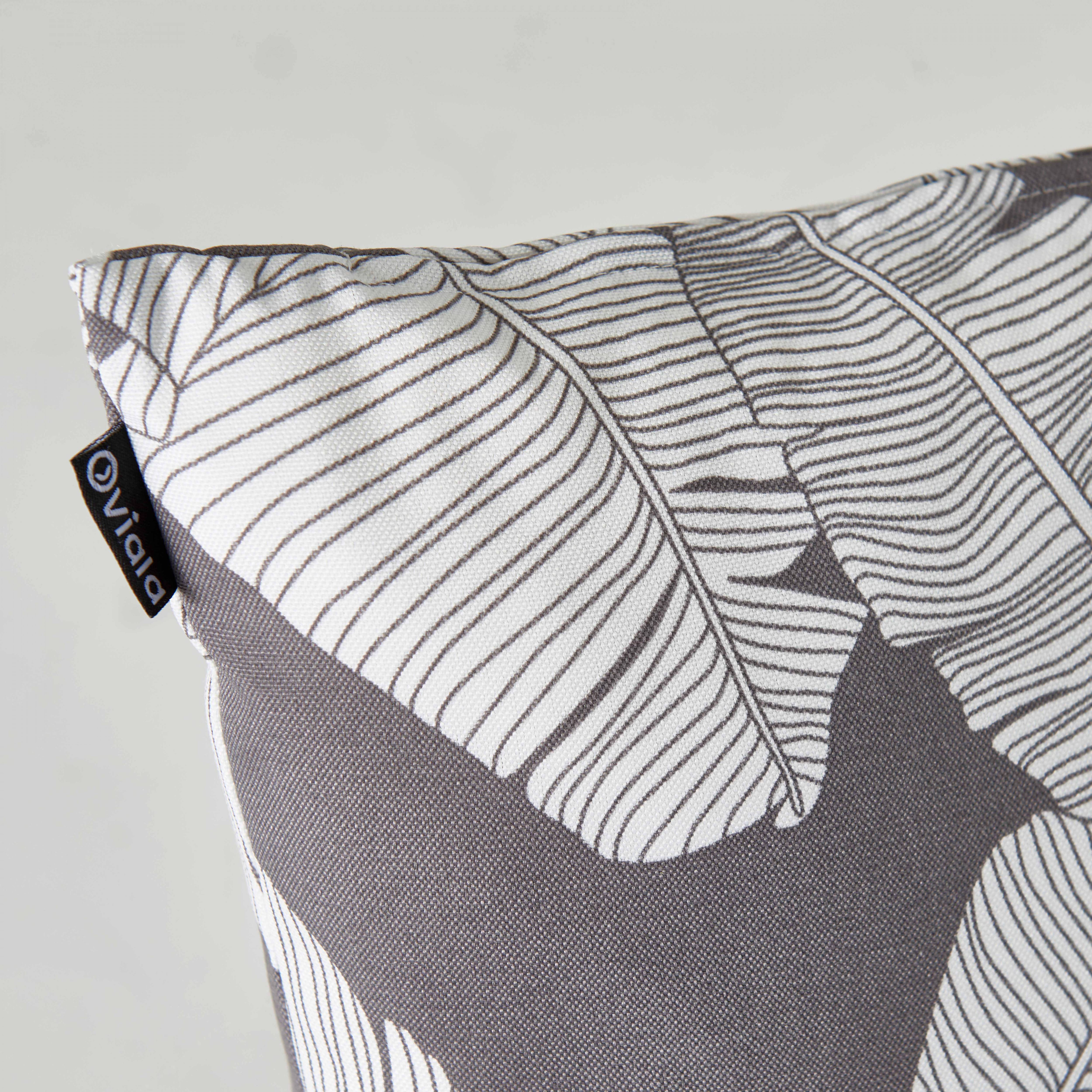 Oviala - Lot de 2 coussins carrés polyester abaca gris 45x45x8 cm Quito - Oviala - Image 3