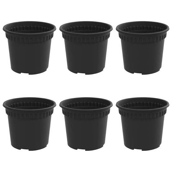 Lot 6 Pots de fleurs ronds plastique pour Intérieur Extérieur avec Drainage Ø 12,5 cm Noir - ComfortXL Outdoor Living - Image 2