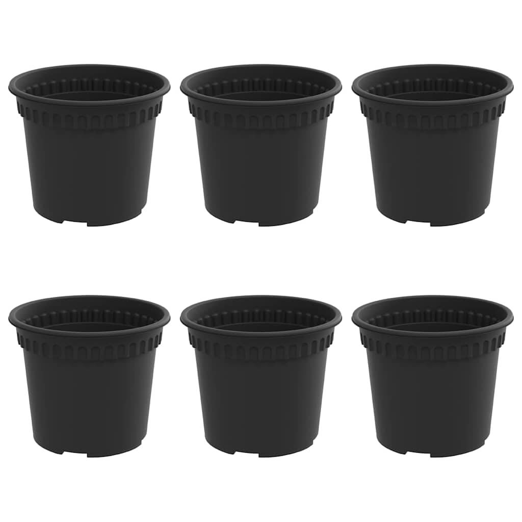 Lot 6 Pots de fleurs ronds plastique pour Intérieur Extérieur avec Drainage Ø 12,5 cm Noir - ComfortXL Outdoor Living - Image 2