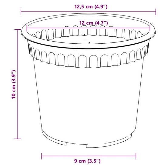 Lot 6 Pots de fleurs ronds plastique pour Intérieur Extérieur avec Drainage Ø 12,5 cm Noir - ComfortXL Outdoor Living - Image 9
