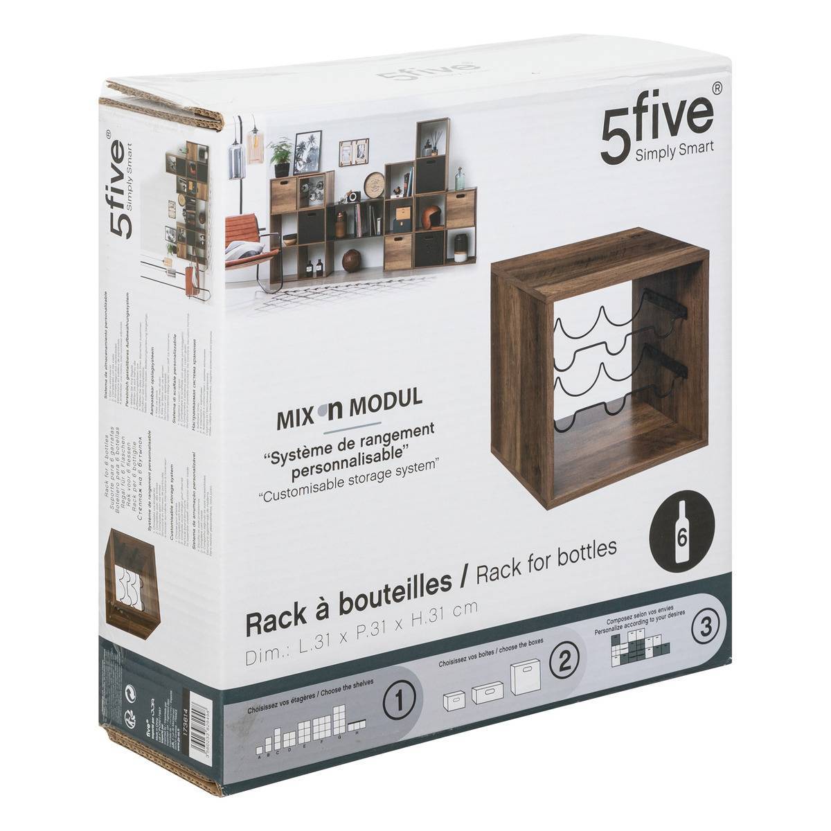Rangement 6 bouteilles indus "Mix N' Modul" effet bois foncé - 5five - Image 2
