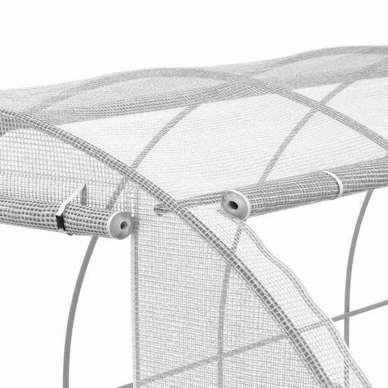 Bâche de rechange pour serre de jardin tunnel 18m² 6 x 3 x 2 m anti-UV avec porte et fenêtres CRIMÉE blanche toutes saisons - Image 4