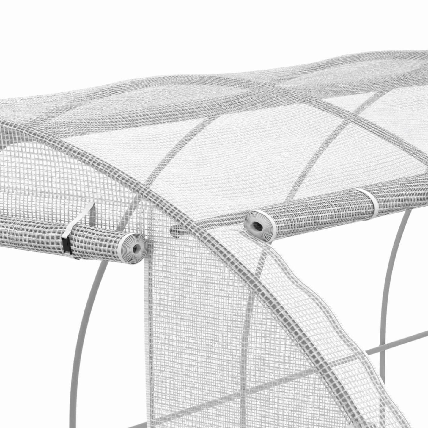 Bâche de rechange pour serre de jardin tunnel 18m² 6 x 3 x 2 m anti-UV avec porte et fenêtres CRIMÉE blanche toutes saisons - Image 4