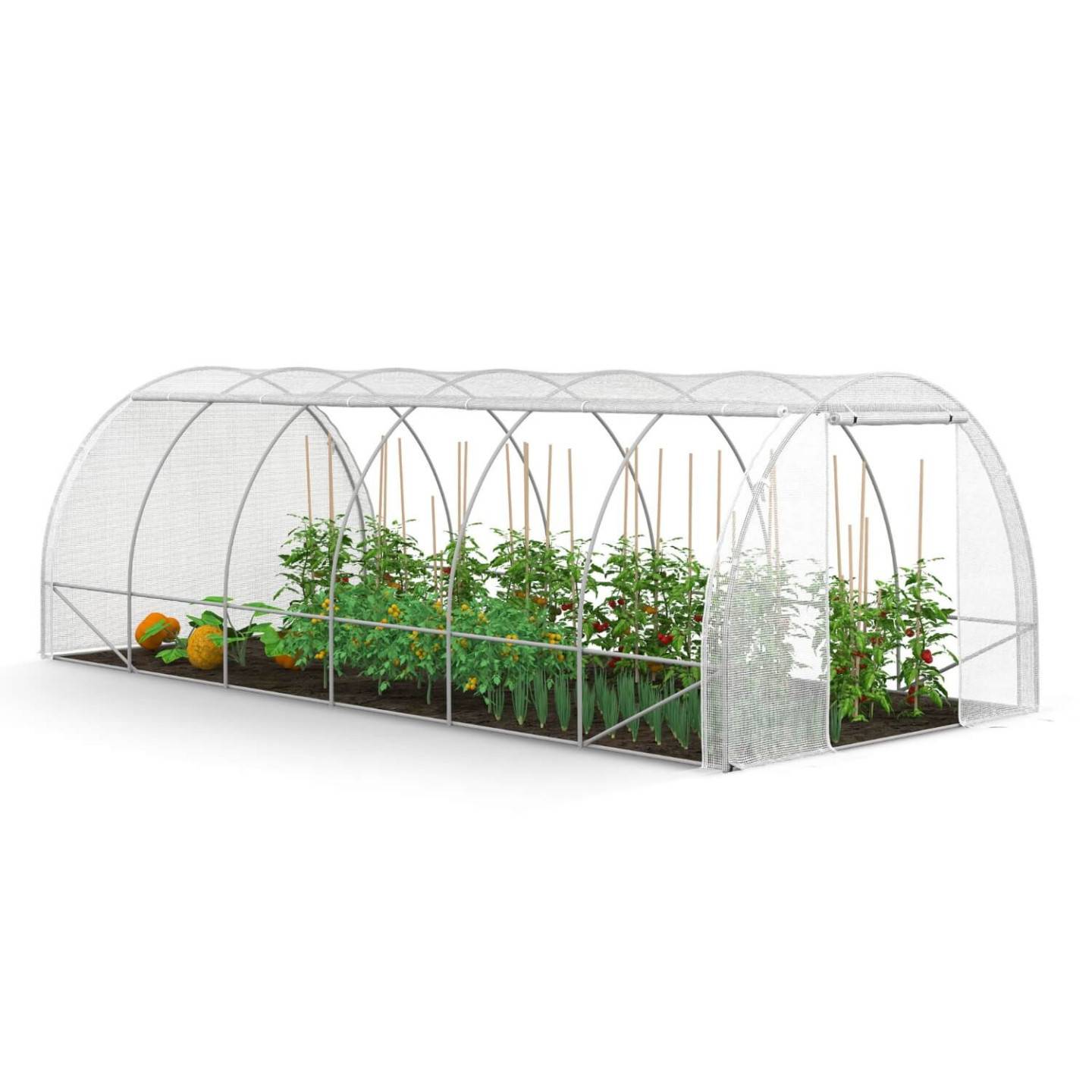 Bâche de rechange pour serre de jardin tunnel 18m² 6 x 3 x 2 m anti-UV avec porte et fenêtres CRIMÉE blanche toutes saisons - Image 3
