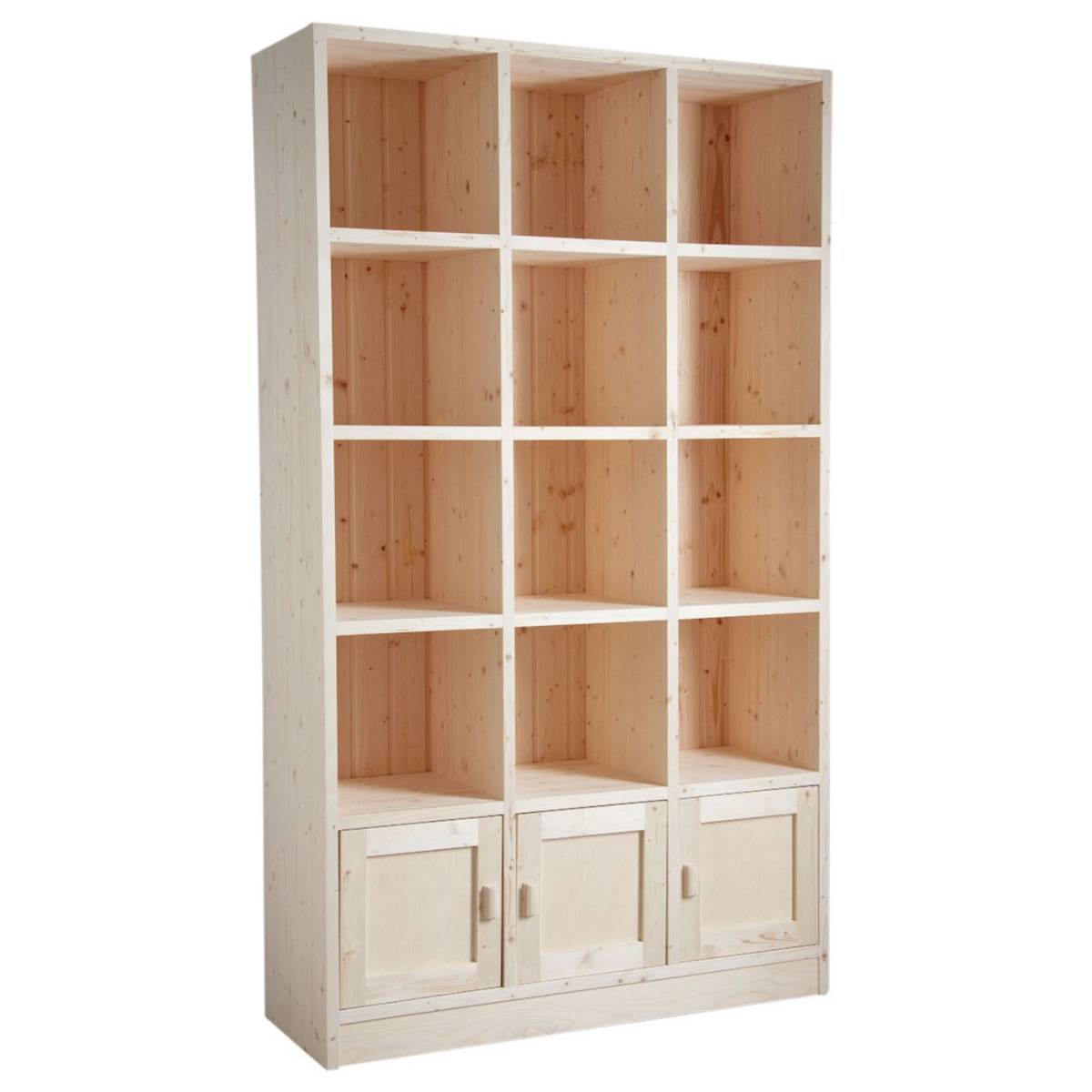 Aubry Gaspard - Bibliothèque 12 cases 3 portes en épicéa brut - Image 1