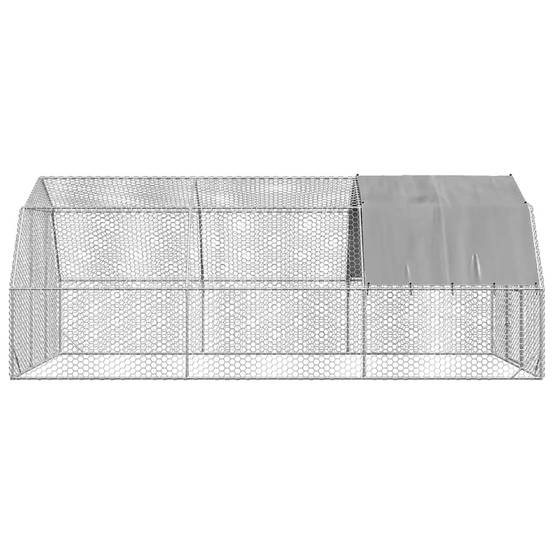 Volière poulailler 15 m² acier galvanisé avec bâche de toit pour jardin Argent – ComfortXL Outdoor Living - Image 4