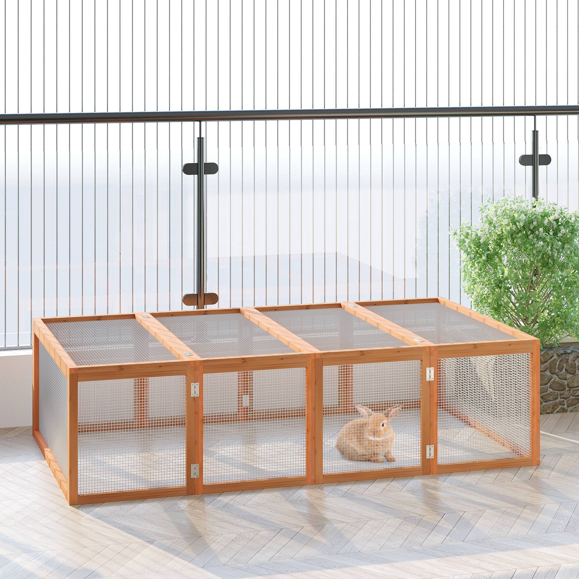 Enclos Lapin Extérieur Bois Sapin Parc Rongeur Sécurisé 181x100x48cm - ComfortXL Pet Living - Image 1