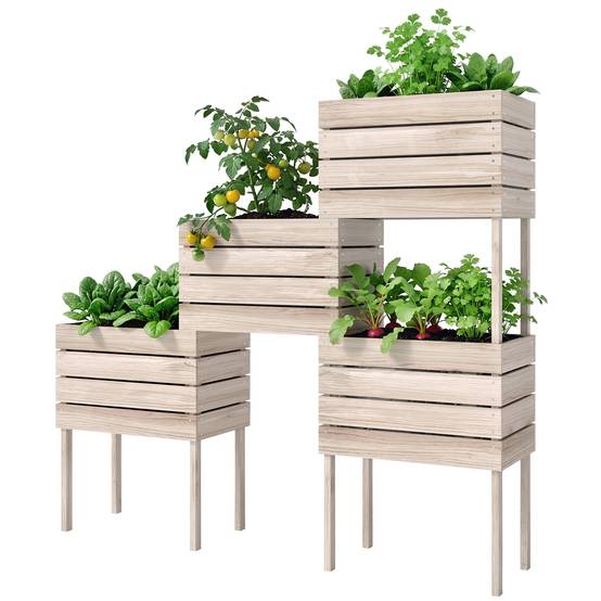 Sans Marque - Jardinière surélevée résistante intempéries bois massif 50x30x60 cm naturelle - Image 2