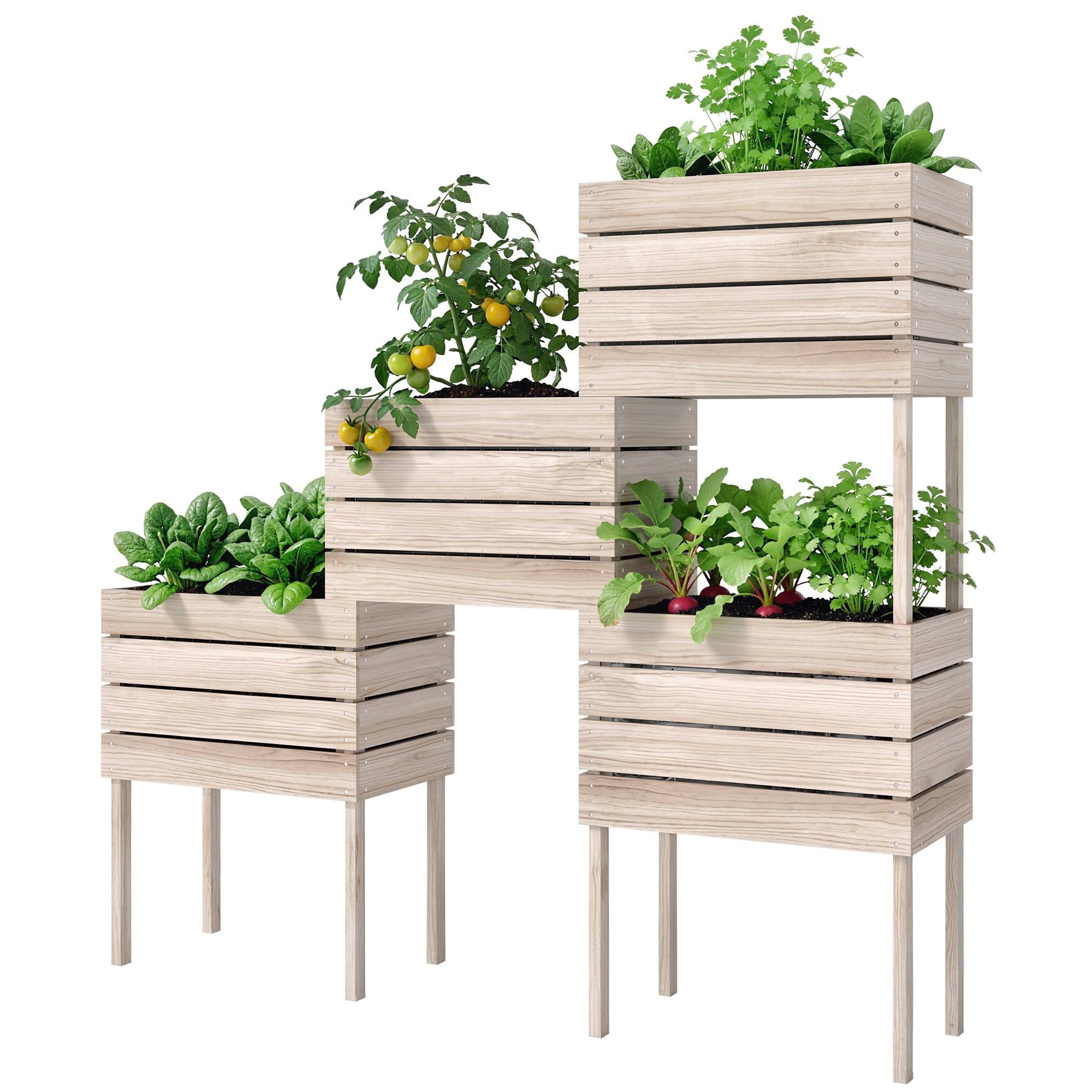 Sans Marque - Jardinière surélevée résistante intempéries bois massif 50x30x60 cm naturelle - Image 2