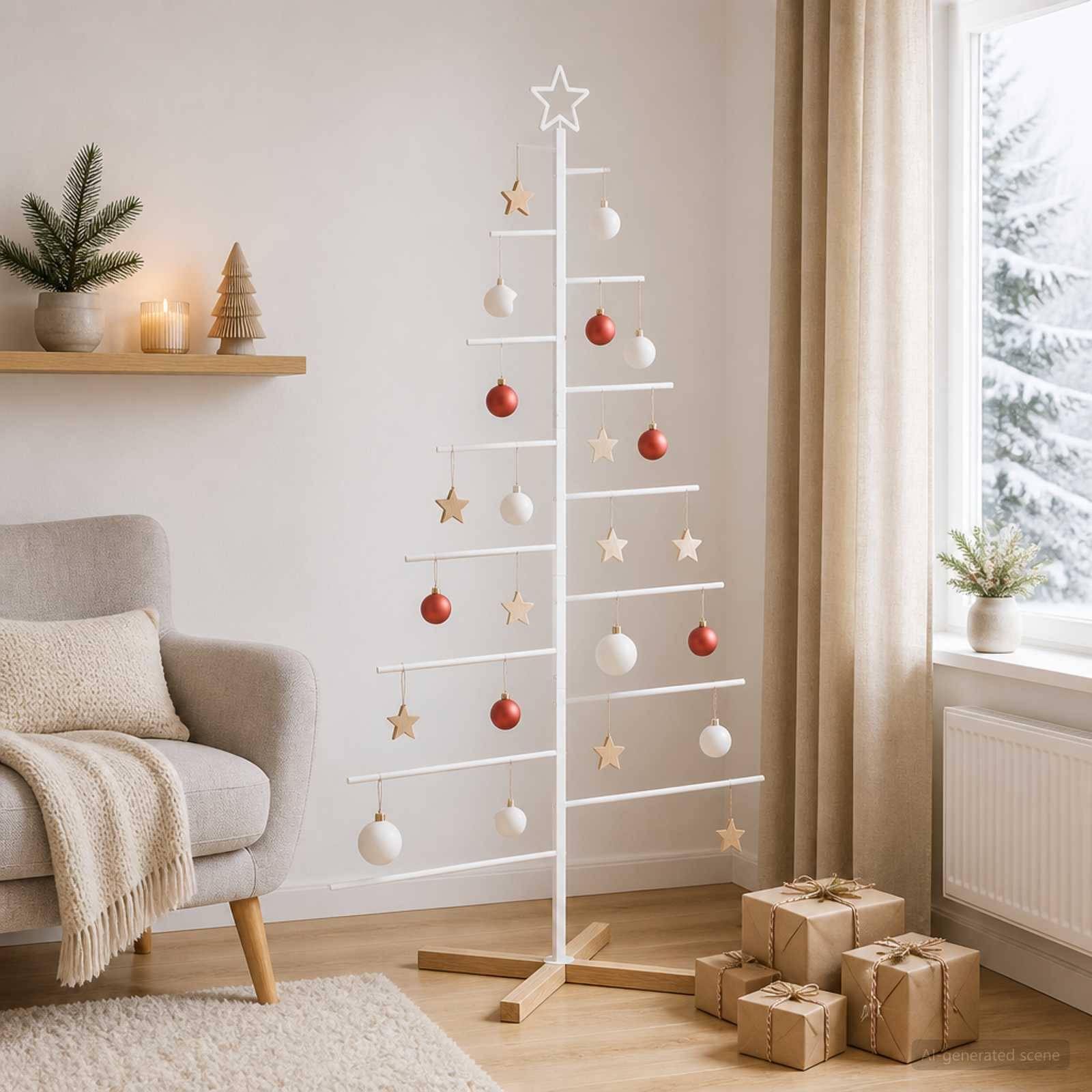 Vidaxl - Sapin de Noël en métal avec support KUOPIO 180 cm Acier Blanc vidaXL 42053935 - Image 4