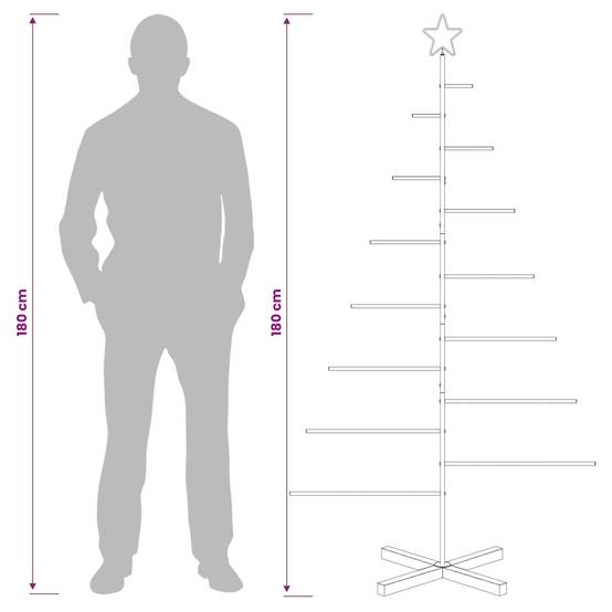 Vidaxl - Sapin de Noël en métal avec support KUOPIO 180 cm Acier Blanc vidaXL 42053935 - Image 8