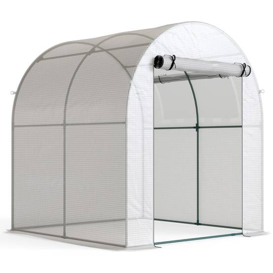 Serre de Jardin Tunnel Acier Bâche PE Plantes Légumes Porte Fenêtres Enroulables 180x180x200cm Blanc - ComfortXL Outdoor Living - Image 2