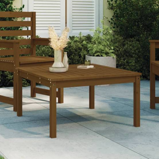 Table de jardin | Table d'extérieur marron miel 82,5x82,5x45 cm bois massif de pin - Image 2