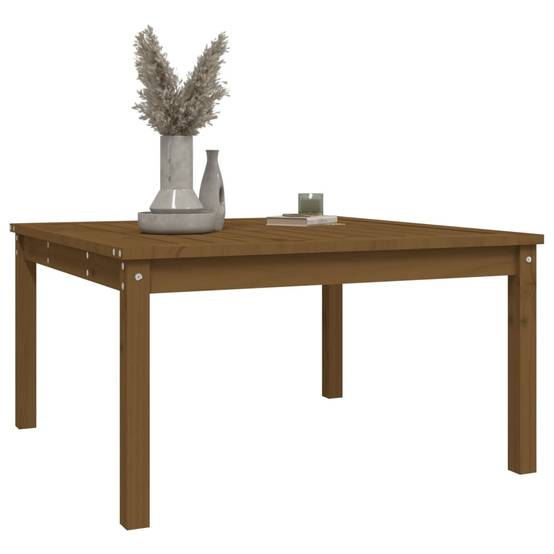Table de jardin | Table d'extérieur marron miel 82,5x82,5x45 cm bois massif de pin - Image 4