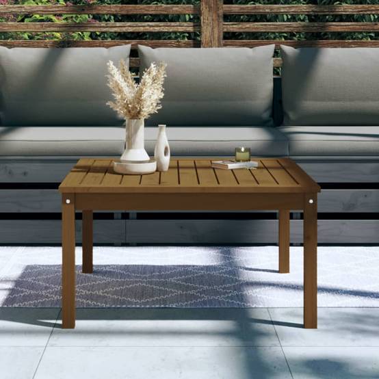 Table de jardin | Table d'extérieur marron miel 82,5x82,5x45 cm bois massif de pin - Image 3