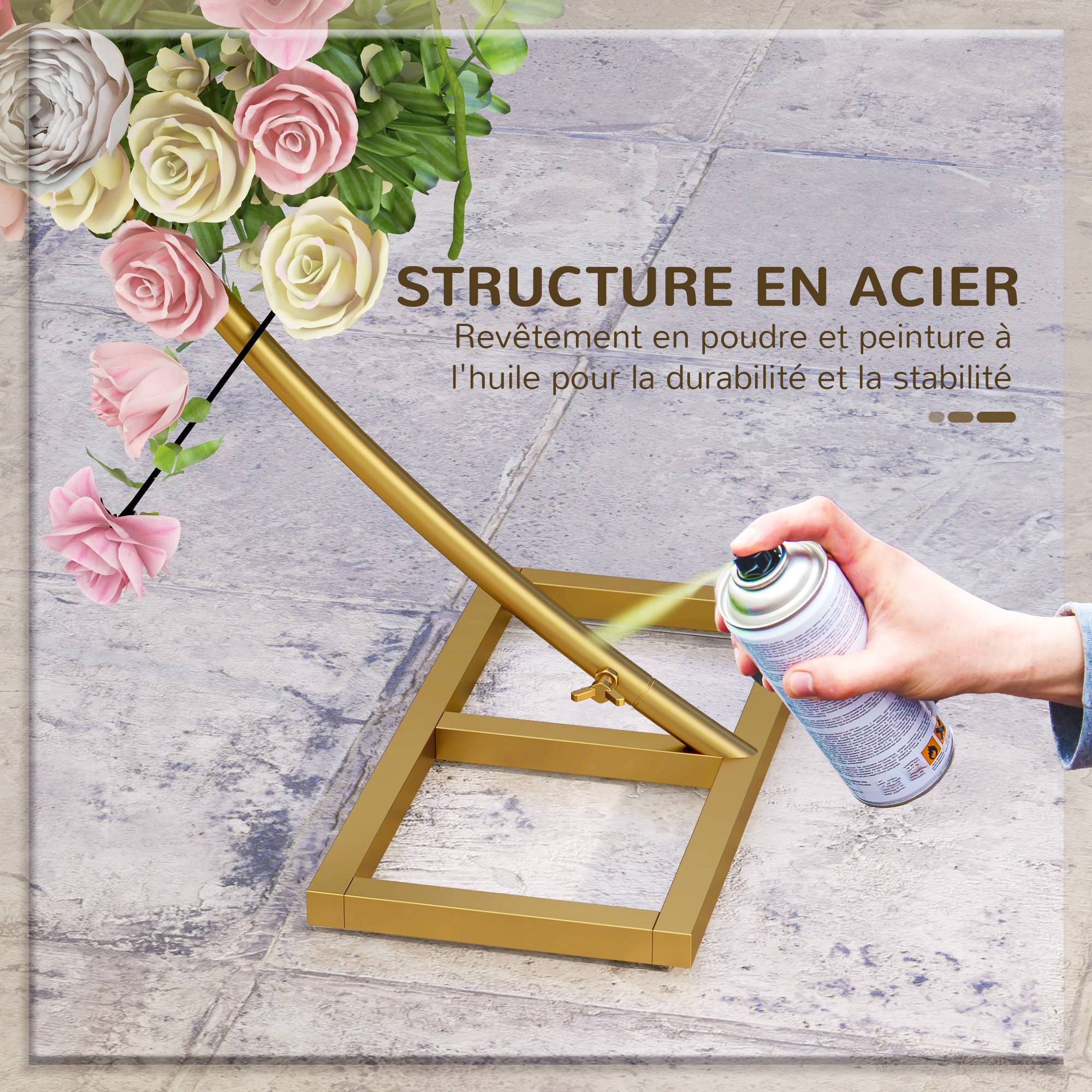 Arche de jardin acier mariage cérémonie support décoration florale géante 280x258cm or - ComfortXL Outdoor Living - Image 7