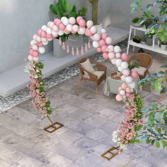 Arche de jardin acier mariage cérémonie support décoration florale géante 280x258cm or - ComfortXL Outdoor Living - Image 9