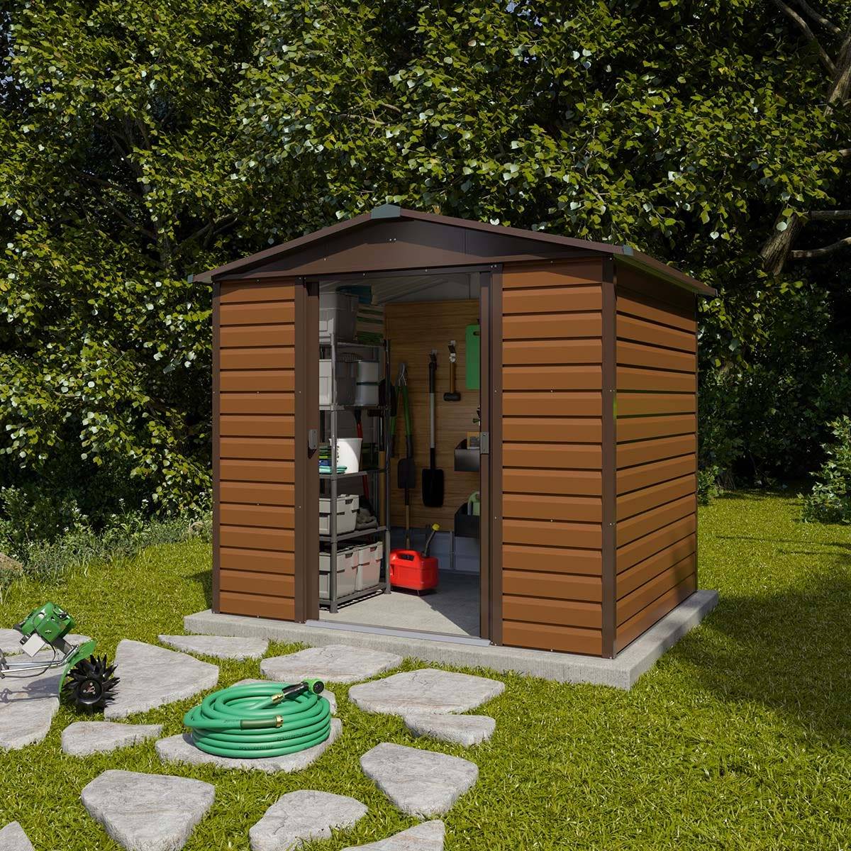 Yardmaster - Abri de jardin métal imitation bois 4,20 m2 Yardmaster + kit d'ancrage - Image 2