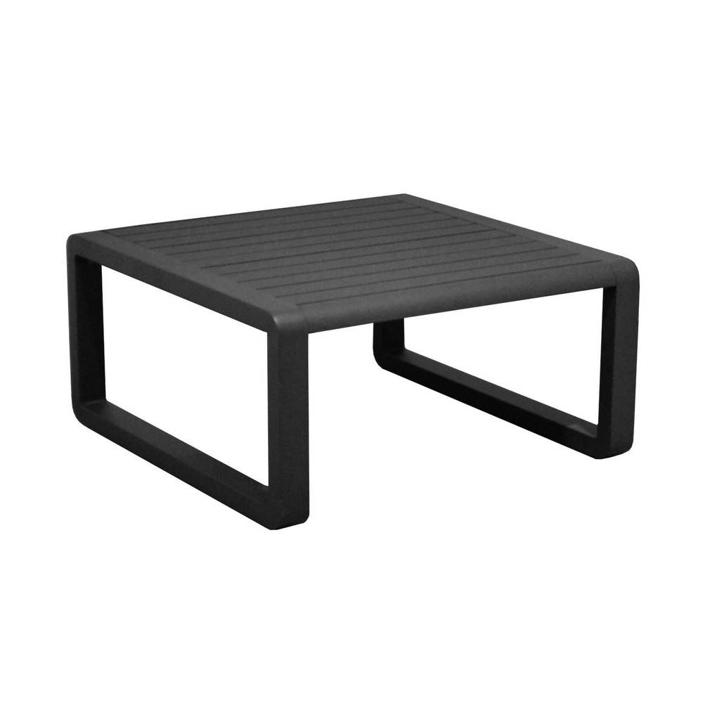 Proloisirs - Table basse de jardin Tonio graphite - Aluminium - 80 x 80 cm - Plateau à latte