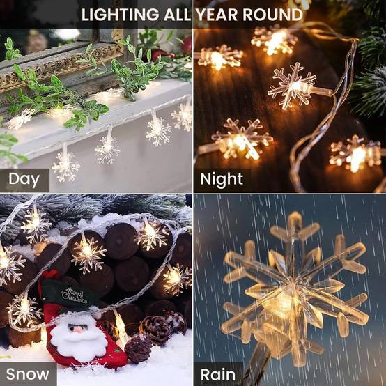 Guirlande lumineuse solaire 7 m/50 LED, 8 modes, lumières de Noël blanc chaud, étanche, pour intérieur et extérieur, jardins et Noël. - Image 4