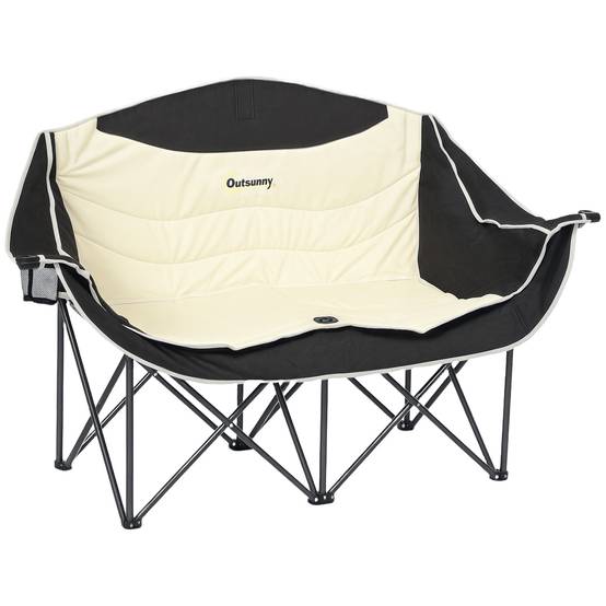 Chaise de camping double tissu Oxford plein air pêche porte-gobelets 143x50x90cm kaki - ComfortXL Outdoor Living - Image 1