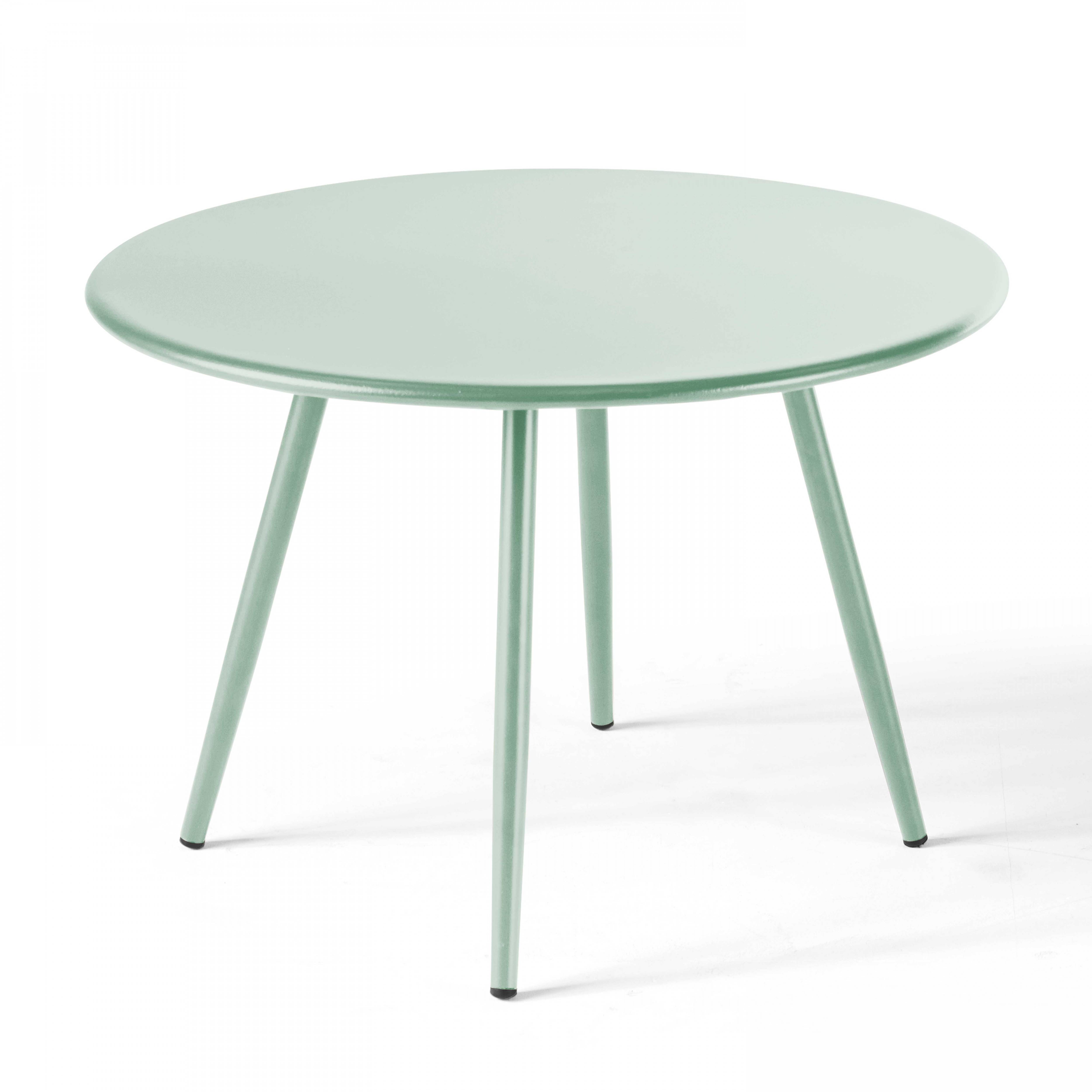 Oviala - Table basse de jardin ronde en métal vert sauge 50 cm Palavas - Oviala - Image 1