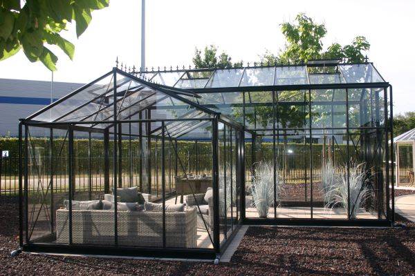 25m² -  Serre en verre trempé - Euro T Classic - Laquée - 25m² - vert sapin - L'atelier Des Serres - Image 4