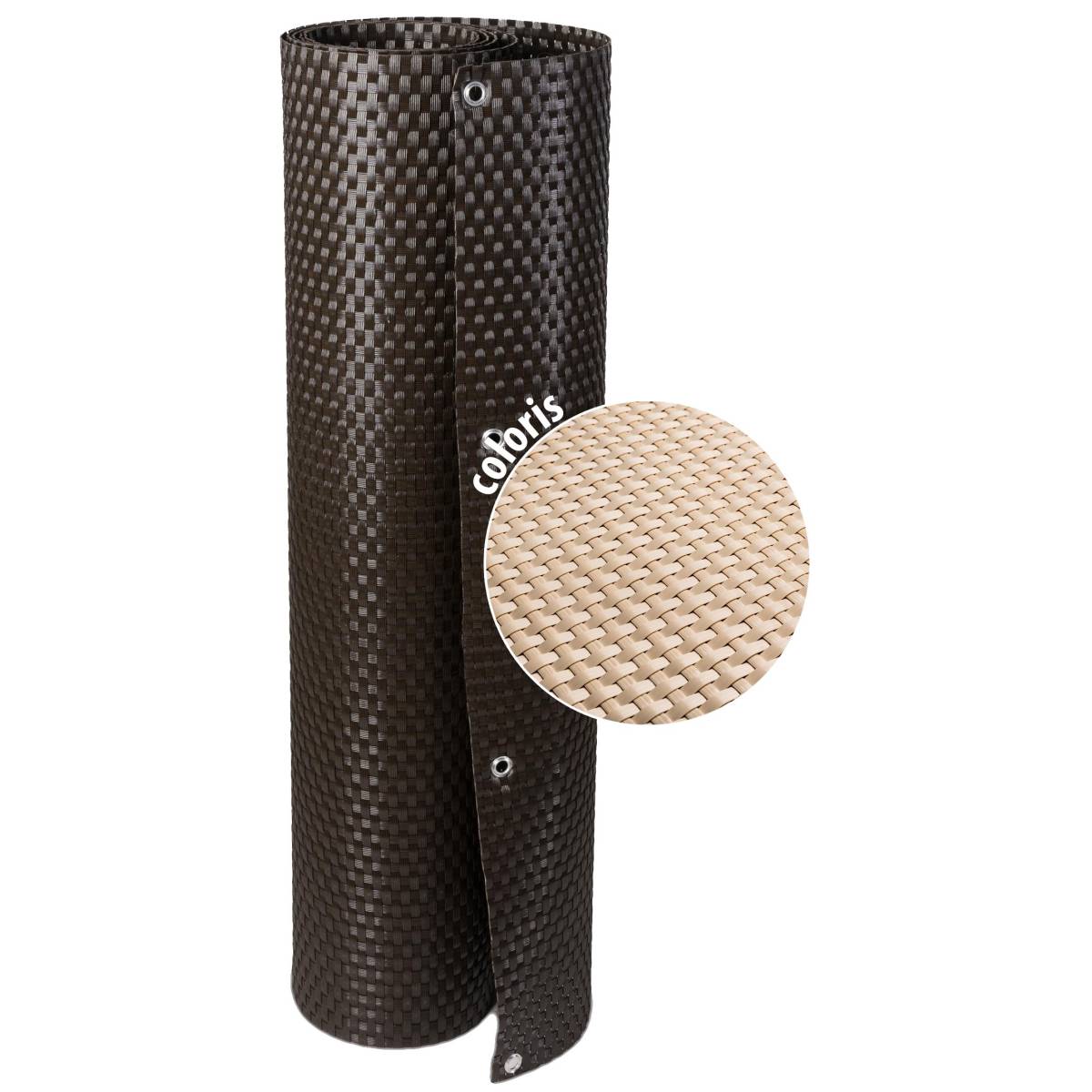 Rattan Art - Brise-vue en résine tressée avec oeillets métalliques coloris beige 1 x 3 m - Image 1