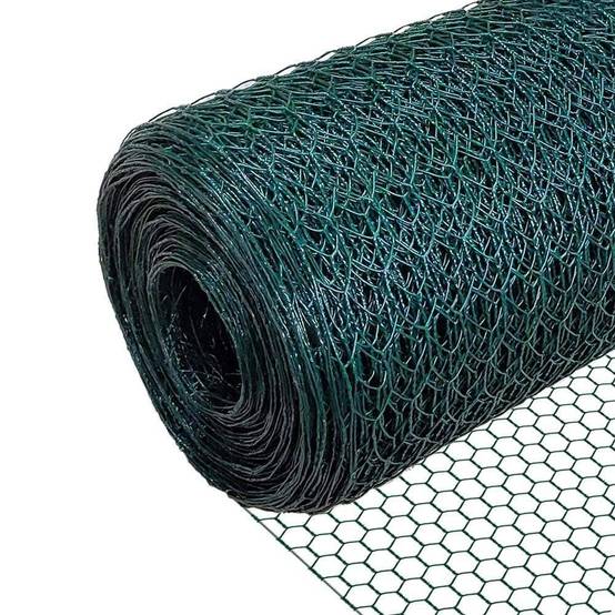 VOUNOT® Grillage métallique gainé de PVC vert - Maille 13mm - 1x25M - Filet de clôture pour poulailler - Image 1
