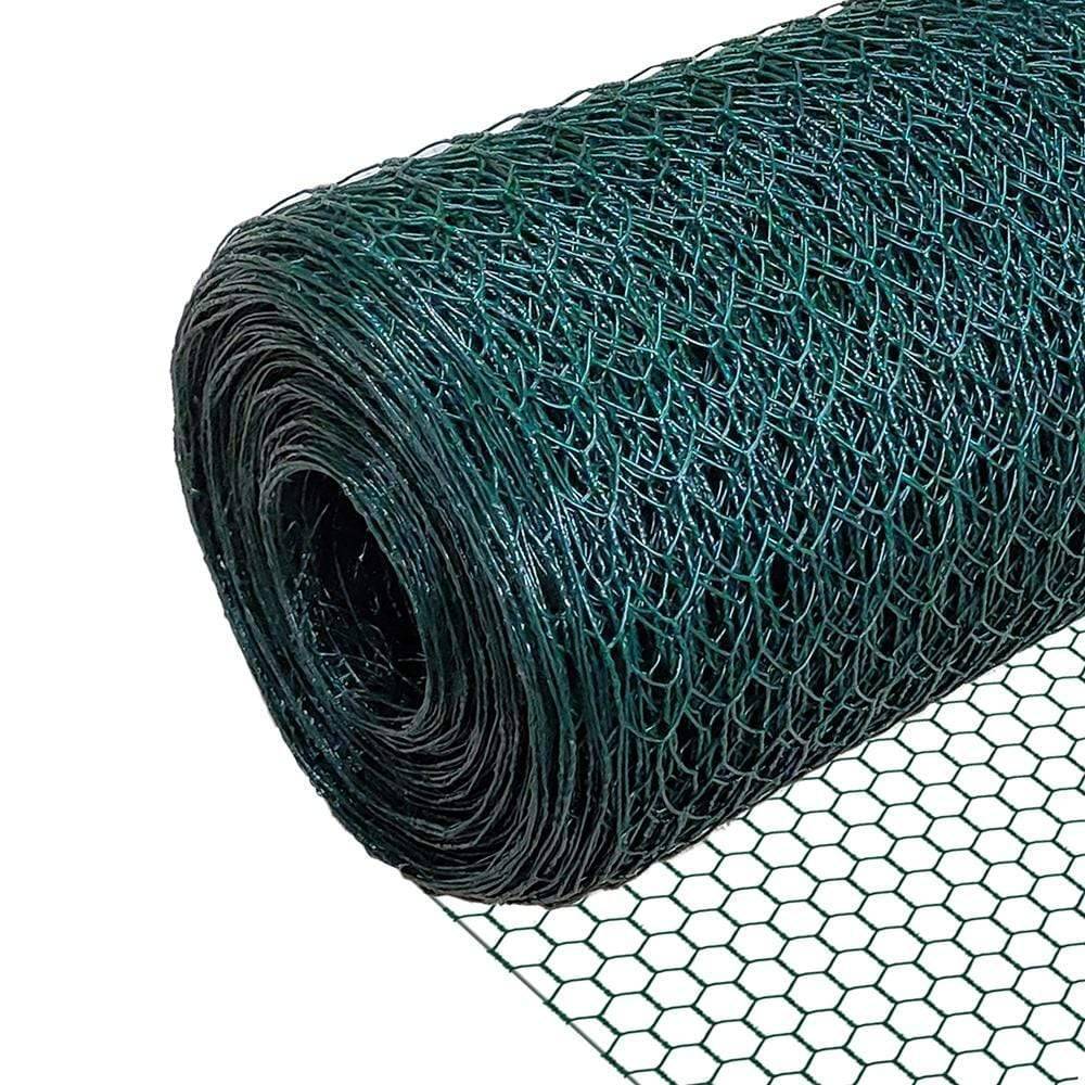 VOUNOT® Grillage métallique gainé de PVC vert - Maille 13mm - 1x25M - Filet de clôture pour poulailler - Image 1