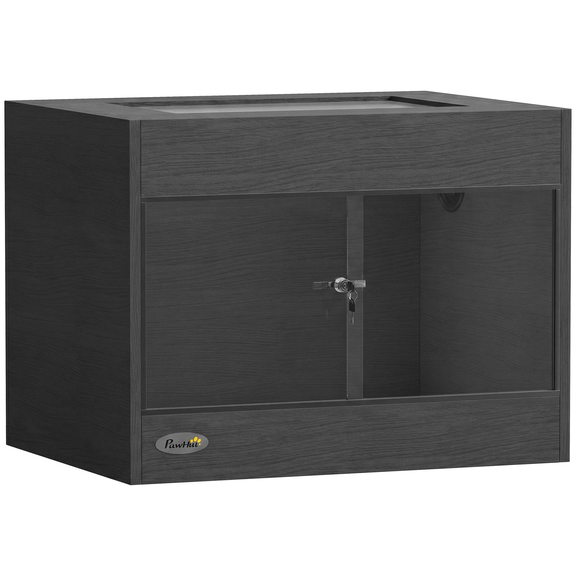 Vivarium surélevé 60×45×32cm noir, double serrure, parois vitrées - Image 2
