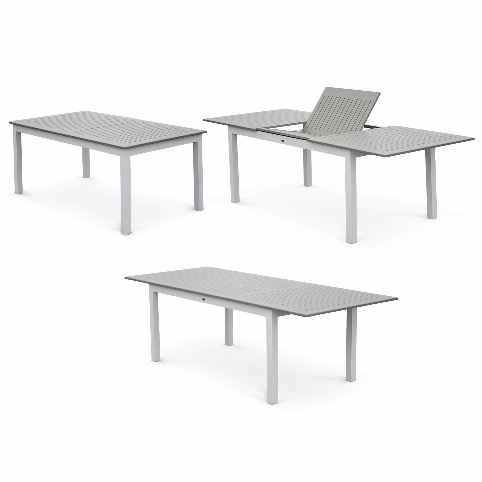 sweeek - Table de jardin extensible aluminium + 8 assises - Chicago Blanc / Taupe - Table extensible 175/245cm avec rallonge et 8 assises en textilène | sweeek - Image 4
