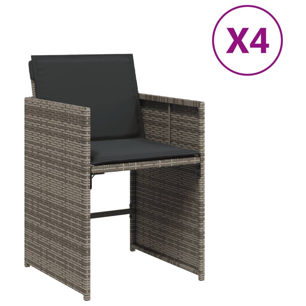 Vidaxl - Chaises de jardin avec coussins lot de 4 gris résine tressée vidaXL 364985 - Image 2