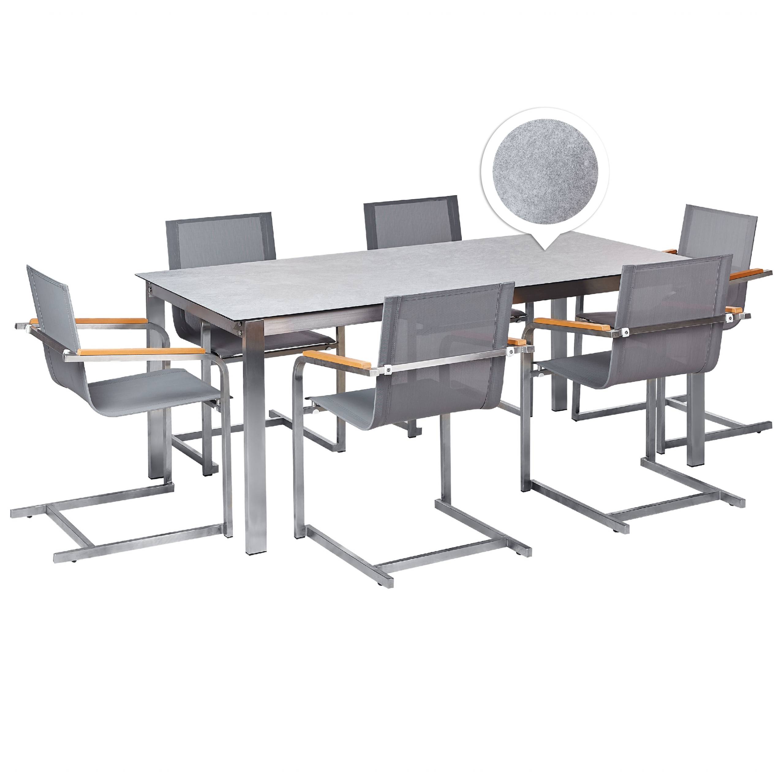 Beliani - Set de salle à manger, 6 Personnes Verre de sécurité Gris COSOLETO - Beliani - Image 2