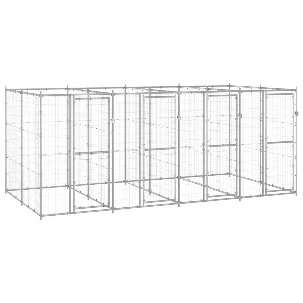 Helloshop26 - Chenil extérieur cage enclos parc animaux chien extérieur acier galvanisé 9,68 m² - Image 1