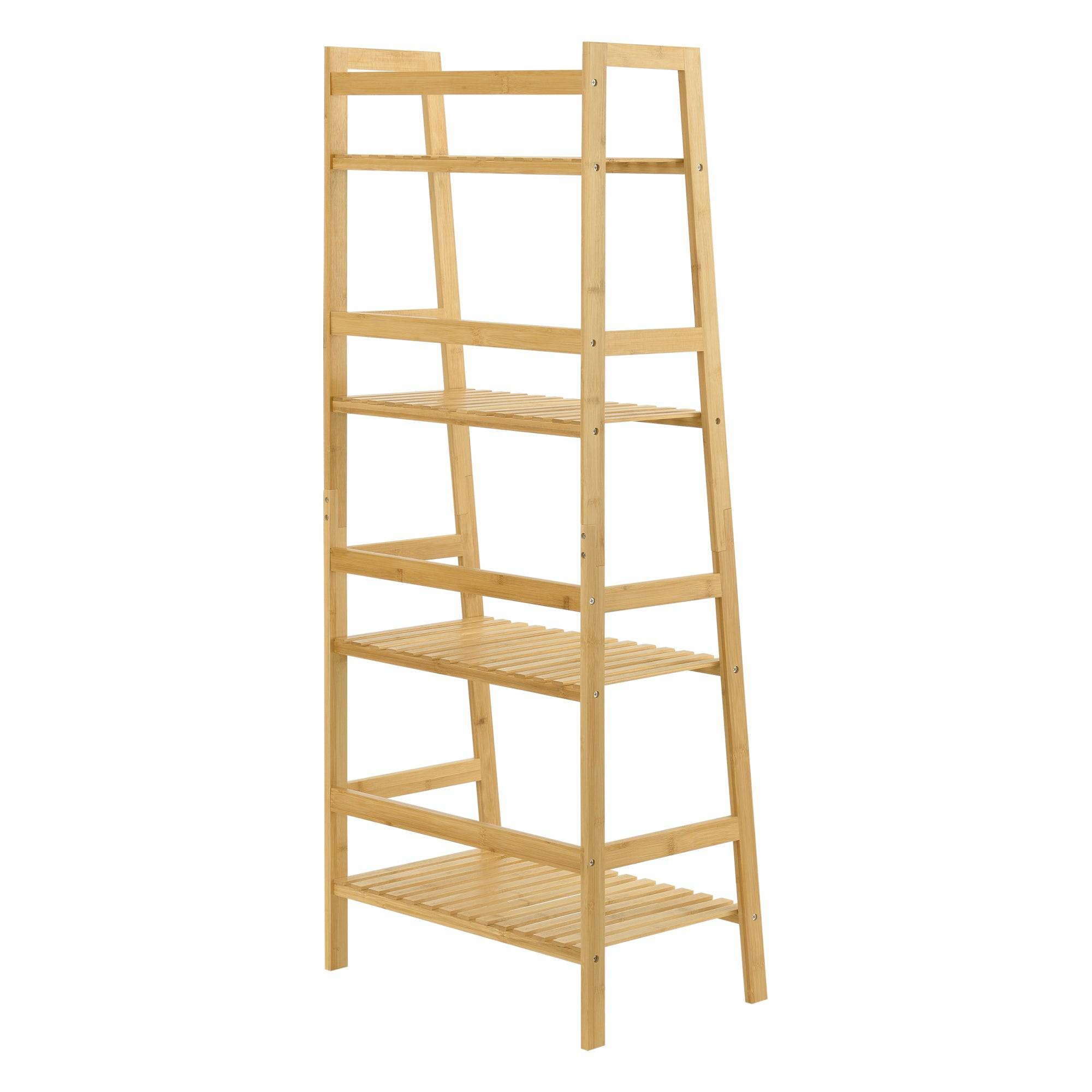 Étagère échelle à 4 niveaux 48 x 32 x 123 cm bambou - Image 2