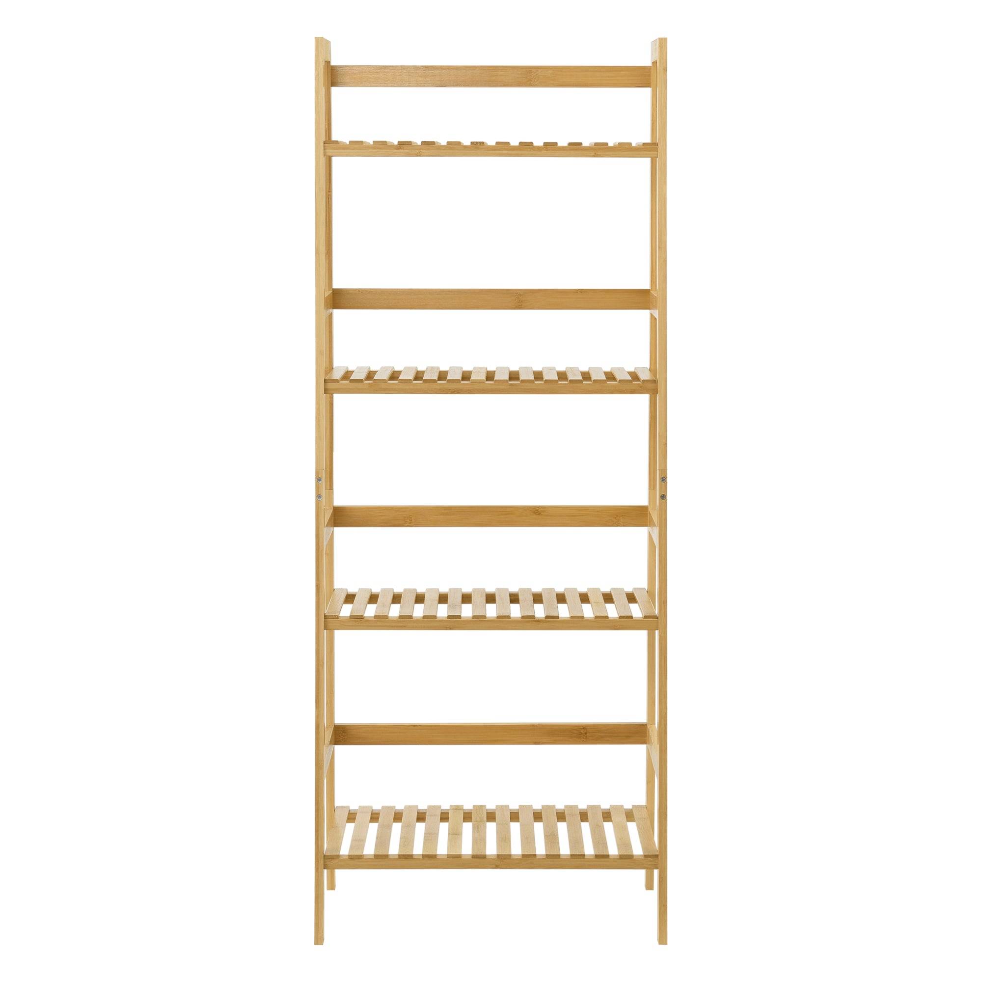 Étagère échelle à 4 niveaux 48 x 32 x 123 cm bambou - Image 1