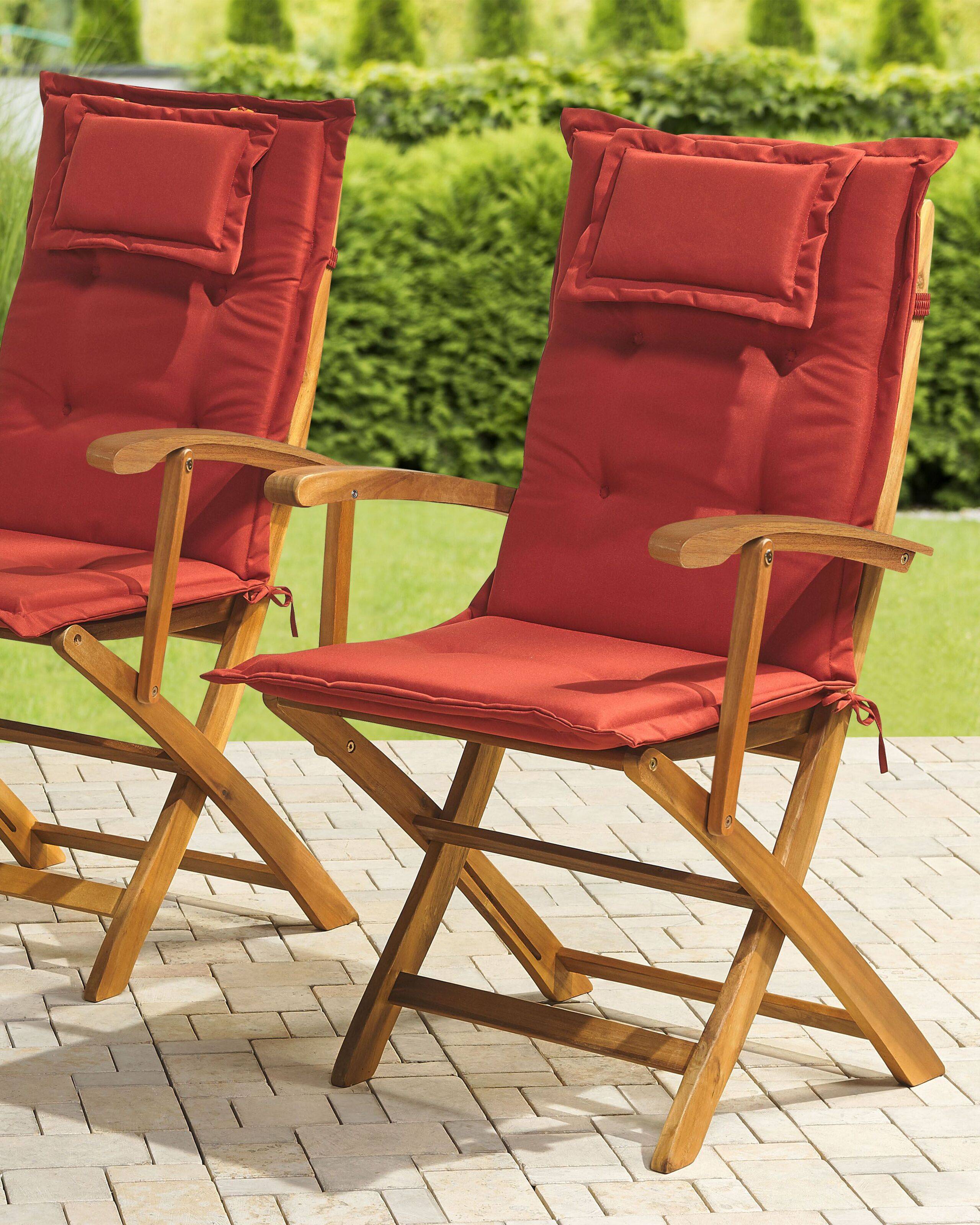 Beliani - Lot 2 Chaises de Jardin Pliables en Bois d'Acacia avec Coussins d'Assise Terracota Confort et Design pour Terrasse au Style Campagne Beliani - Image 2