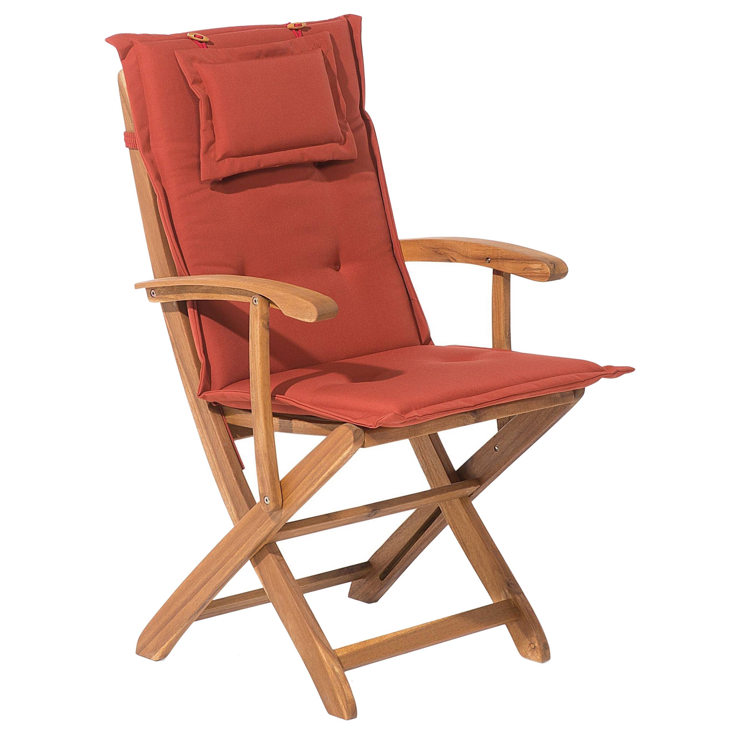 Beliani - Lot 2 Chaises de Jardin Pliables en Bois d'Acacia avec Coussins d'Assise Terracota Confort et Design pour Terrasse au Style Campagne Beliani - Image 4