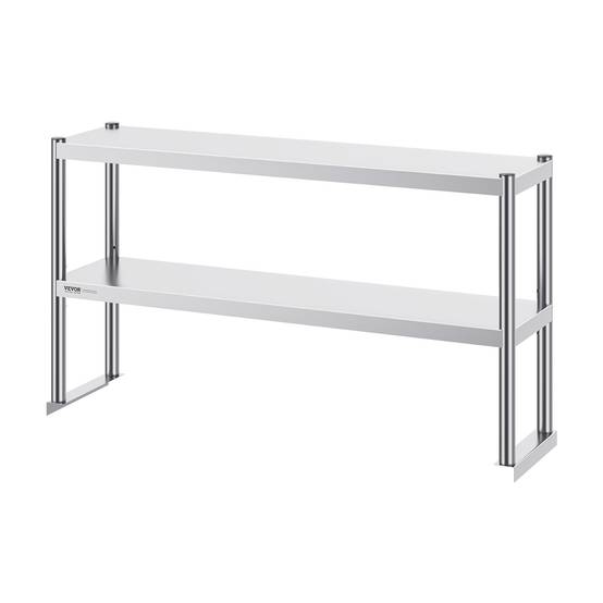 Vevor - VEVOR Étagère deux niveaux réglable acier inoxydable surélevée 12x48 pouces pour tables préparation de cuisine. - Image 9