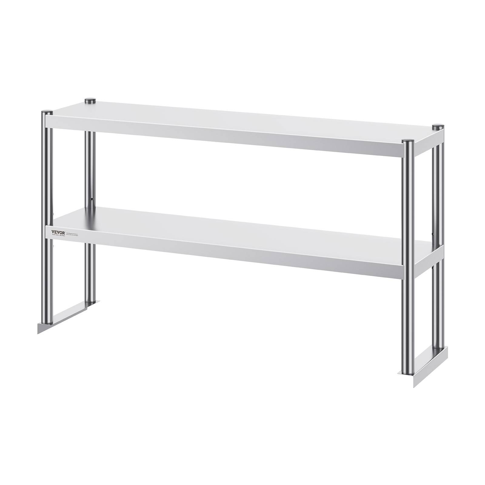 Vevor - VEVOR Étagère deux niveaux réglable acier inoxydable surélevée 12x48 pouces pour tables préparation de cuisine. - Image 9