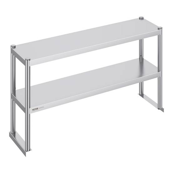 Vevor - VEVOR Étagère deux niveaux réglable acier inoxydable surélevée 12x48 pouces pour tables préparation de cuisine. - Image 1