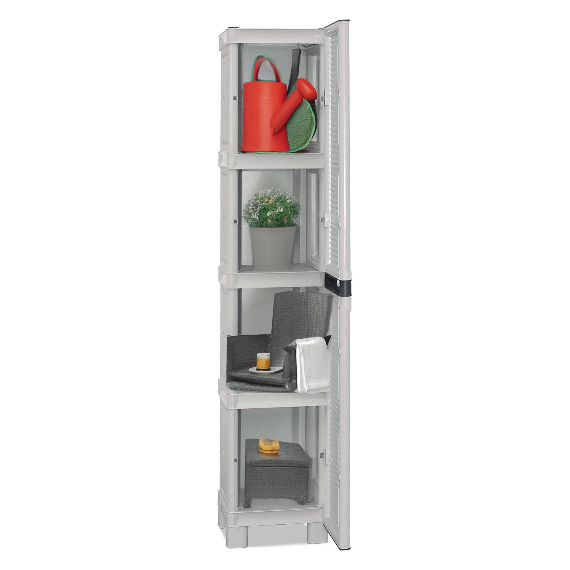 Dmora - Armoire d'extérieur Namur, Armoire polyvalente, Armoire de buanderie, Armoire d'extérieur, 100% Made in Italy, Gris clair, 35x39h172 cm - Dmora - Image 1