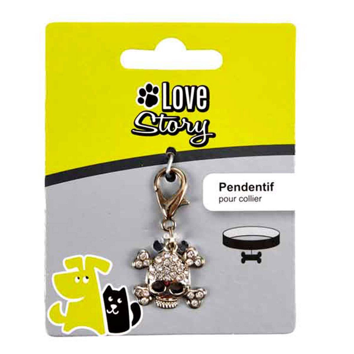 Love Story - Pendentif pour Collier "Tête de Mort" 4cm Argent - Image 2