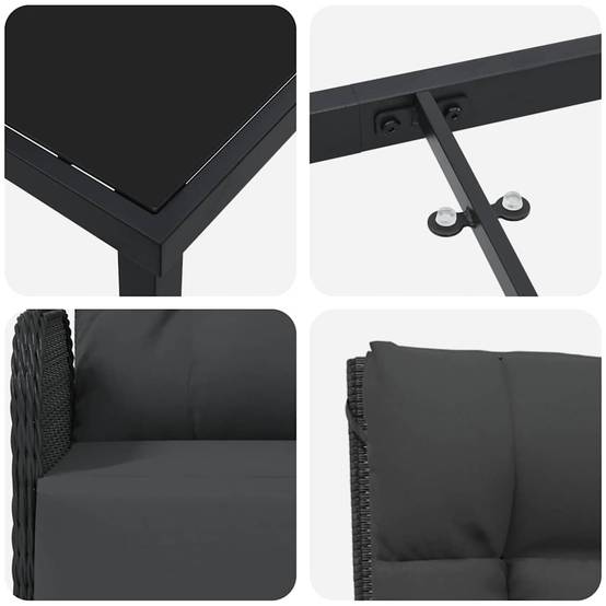 ComfortXL - Salon de jardin 4 places avec chaises inclinables et repose-pieds Noir – ComfortXL Outdoor Living - Image 9