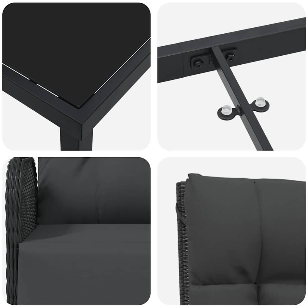 ComfortXL - Salon de jardin 4 places avec chaises inclinables et repose-pieds Noir – ComfortXL Outdoor Living - Image 9